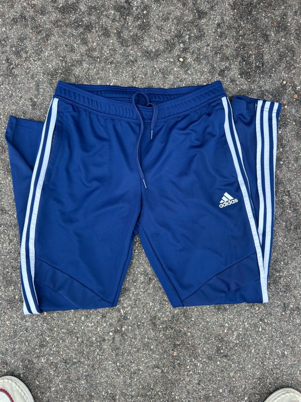 adidas Navy Blue Three-Stripe Jogger Pants